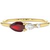 Epinki Anello Nuziali Donna Oro Giallo 14K Delicato 4x6 MM Rubino Rosso Lacrima Gioielli Pietra Fedina Anello Oro 585 Taglia 7