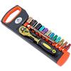 TOPWAY Set di Chiavi a Bussola 1/4 14 Pezzi 4-13mm Metrica con Chiave a Cricchetto a Sgancio Rapido a 24 Denti e 6 Barra di Prolunga, Acciaio al Cromo Vanadio, Strumento per Riparazioni Auto