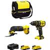 DEWALT STANLEY FatMax Kit SVK20222B (Trapano Avvitatore SFMCD720 + Utensile Multifunzione SFMCE500 + 2 Batterie 2,0 Ah + Caricabetterie + Borsa M)