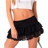 Navneet Minigonna da donna in pizzo tulle sexy gonna corta estiva Y2k Mini skirt gonna a gradini Coquette Party Festival, Punte Skort nere, XS