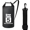 KARELLS Borsa Sacca Zaino Impermeabile Waterproof, 5L Borsa Impermeabile A Secco, Sacco Impermeabile con Tracolla Regolabile, Dry Bag Premium, per Trekking Nuoto Spiaggia Canoa Barca Bici, Nero