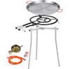 PALUPLUS Set Paellera Composto da: Cavalletto Treppiede Regolabile, Padella Paella da 46 cm, Bruciatore a Gas da 40 cm a 2 Fuochi e Regolatore di Pressione, per Cene ed Eventi