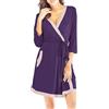 MIOTEQ Vestaglia corta da donna, leggera, in cotone, a maglia, con tasche, Viola, S