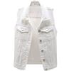 Generic Canotte da donna Casual Camisole Tunica Gilet Camicie Camicia Giacca Colore Denim Gilet allentato Denim Senza Maniche Solido Top da donna Camicetta da donna Scuro Top da corsa Donna, bianco, L