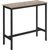VASAGLE Tavolo da bar, rettangolare stretto, Tavolo da pranzo, alto per pub, telaio in acciaio, 100 x 40 x 90 cm, facile da montare, industriale, Greige e nero LBT010B02