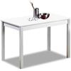 ASTIMESA Fisso Tavolo da Cucina, Metallo Vetro Legno, Bianco, 90x50cm