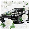 ASelected Decorazione per Auto, per Matrimonio, Matrimonio, con Ventose, per Auto, 9 grappoli di Fiori di Seta, Decorazione per Auto, Matrimonio, ricevimento Cerimonia