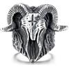 GTHIC Teschio in acciaio inossidabile Satana Pecora Anelli per uomo Gotico Anti Croce Demone Diavolo Testa di capra Baphomet Punk Anelli Gioielli Taglia 7-16