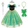 Discoball Vestito da principessa da bambina con Anna, travestimento cosplay con accessori per Halloween, Natale, ragazze, festa di compleanno, vestito da incoronazione (6-7 anni)