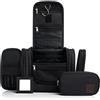 Obics® Beauty case da viaggio per uomo e donna 8L (grande) nero XXL - Borsa da toilette e trousse da appendere con specchio - Sacchetto per cosmetici e toiletry per viaggi e campeggio (10 scomparti)