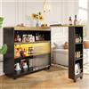 FC Moderno tavolo bar estensibile e mobile, con LED, grande spazio di stoccaggio, adatto a cucine, ristoranti e bistrot, 138-204×39×105 cm, Nero