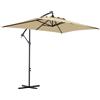 Outsunny Ombrellone da Giardino Decentrato con Base a Croce e Apertura a Manovella, 294x193cm, Beige
