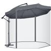 Outsunny Ombrellone da Giardino 3x3 m con Zanzariera, Apertura a Manovella e Base a Croce, Grigio Scuro