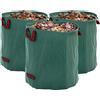 Outsunny Set 3 Sacchi per Rifiuti da Giardino da 272 L con Manici, Richiudibili e Riutilizzabili, Ø67x76 cm, Verde