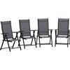 Outsunny Set 4 Sedie da Giardino Pieghevoli e Traspiranti con Braccioli, in Acciaio e Poliestere, 56x69x106 cm, Grigio