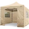 All Seasons Gazebos | 3x3m Pop Up Gazebo con 4 pareti laterali, pacchetto accessori e borsa con ruote | Resistente, completamente impermeabile, di alta qualità (Beige)