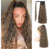 FLUFYMOOZ Ponytail Extension 56 cm coda di cavallo, capelli sintetici ondulati, per donne, biondo cenere scuro con punti salienti