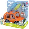 BlueY Giochi Preziosi, Jeep Bluey della Famiglia Heeler con Personaggio Bandit, Giochi Bambini 3 Anni +, Veicolo Jeep a Ruota Libera, Tetto Apribile, Adesivi Decorativi e 2 Tavole da Surf