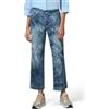 Oltre: Jeans Cropped in Denim Stampato Azzurro. 48 Stagione Autunno Inverno 2024
