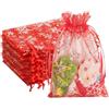 G2PLUS 50PCS Sacchetti in Organza Natalizi,Rosso,10x15cm Sacchetti Confetti Sacchettini Bomboniere,Sacchetto per Gioielli,Sacchetti per Matrimonio,Sacchetti di Lavanda,Bustine Confetti