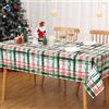 Hapterouse Tovaglia natalizia lavabile per la decorazione della cucina, tovaglia a quadretti impermeabile, per sala da pranzo, rettangolare, 137 x 178 cm, rosso e verde
