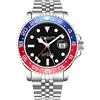 Stührling Orologio da uomo Original con movimento GMT e bracciale Jubilee in acciaio inossidabile, al quarzo, doppio fuso orario, regolazione rapida, data con corona a vite
