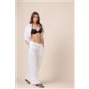 Calzedonia Pantaloni A Palazzo Lino E Viscosa Bianco