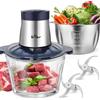 Bear 2L+1.8L Tritatutto elettrico, 600W 2 impostazioni di velocità, tritatutto con 4 lame in acciaio inox e tritacarne, contenitore in vetro Tritatutto per carne, alimenti per bambini, frutta, verdura