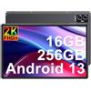 FACETEL Tablet Android Tablet 11 Pollici Tablet, 16GB RAM + 256GB ROM (TF/1TB), 2.4/5G WiFi, Octa-Core, 2.0 GHz, 1280 * 800 IPS FHD, 8600mAh, Bluetooth 5.0, 8MP + 13MP + 2MP, Tablet PC con Custodia, Grigio