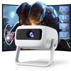 VISULAPEX Proiettore Portatile 1080P Full HD Supporta, 360° Rotabile Mini Proiettore WiFi 6 Bluetooth 5.2 Focus Elettrico, 15000L Videoproiettore Compatibile con Smartphone/PC/HDMI/TV Stick/USB