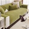 DUJUIKE Copridivano ciniglia 3 posti, 2 posti, Copri divano con penisola, Copridivano chaise longue, Copricuscini per divani antiscivolo, Coprischienale, Copridivano (Matcha Verde, 70x70 cm)