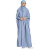OBEEII Abito da donna Hijab musulmano tinta unita Dubai islamico turco Katfan musulmano, Celeste., Taglia unica