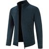 Generic Cardigan da uomo lavorato a maglia con zip aperto davanti a maniche lunghe maglione cappotto in pile caldo maglione invernale capispalla autunno e inverno maglione c