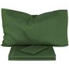 Morbidissimi Set lenzuola Completo letto, Sotto + Sopra + federa, No Stiro, Colore Verde Bottiglia, Una piazza e mezza, Tinta Unita in Microfibra, Made in Italy J605