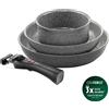 BALLARINI Torre Set padelle e manico, 4-pz., alluminio, Rivestimento antiaderente senza PFAS