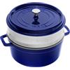 Staub La Cocotte con cestello a vapore rotonda - 26 cm, blu scuro