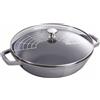 Staub Specialities Wok con coperchio in vetro rotondo - 30 cm, grigio grafite