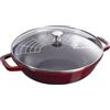 Staub Specialities Wok con coperchio in vetro rotondo - 30 cm, granatina