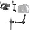 BOLLUMA Super morsetto con estensione braccio articolato a frizione da 11, supporto hot shoe, adattatore a vite filettato da 1/4 per fotocamera, monitor LCD/DV, luce LED, microfono, supporto luce,