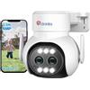 Ctronics 2.5K 4MP Telecamera Wi-Fi Esterno con Doppio Obiettivo, Zoom Ibrido 6X PTZ Videocamera Sorveglianza Esterno 2.4/ 5GHz, Auto Tracking, Rilevamento Umano, Visione Notturna a Colori (Bianco)