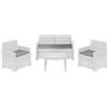 Ipae Progarden Ipae Set Salotto Giardino Iseo Con Cuscino Grigio In Resina Rattan Bianco