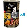 CESAR Natural Goodness Alimento umido senza cereali con carne di pollo e patate dolci, piselli e mirtilli rossi 6x400g