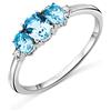 MIORE Anello Trilogy da Donna, Vero Oro Bianco 9KT 375, 3 Topazi Azzurri Naturali Ovali Totale Ct. 0,82 e Diamanti Naturali. Fede Trilogy anallergica Con Gemme Naturali e Brillanti (14)