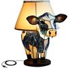 Hperu Lampada per camere da Letto Lampada di Mucca Carina Resina Lampada da Animale USB 8.7 Pollici Lampada da Notte a LED Decorativa per Il dormitorio del Letto Camera da Letto