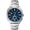 FOSSIL Orologio New Machine da uomo, movimento cronografo al quarzo da 44 mm con cinturino in acciaio inossidabile o in pelle, 44 mm, Blu e argento