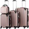 PROVITERA Set 3+1 Valigie Rigide Easy Roll Trolley Bagaglio e Beauty Case da Viaggio Rosa