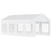 Outsunny Gazebo da esterno tenda tendone per feste matrimonio telaio in acciaio,impermeabile, bianco 8x4m