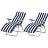Outsunny lettino prendisole Sdraia da Giardino da terrazzo pieghevole arredamento giardino Reclinabili a Righe con Braccioli, bianco e blu
