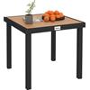 Outsunny Tavolo da Giardino per 4 Persone in Alluminio, Tavolo da Esterno per Terrazzo e Balcone, Tavolino Quadrato Nero e Color Legno|Aosom