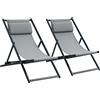 Outsunny Set 2 Sedie Poltrona Sdraio da Esterni, Pieghevoli e Reclinabili, in Alluminio, Grigio, 96.5 x 58 x 91.5cm|Aosom